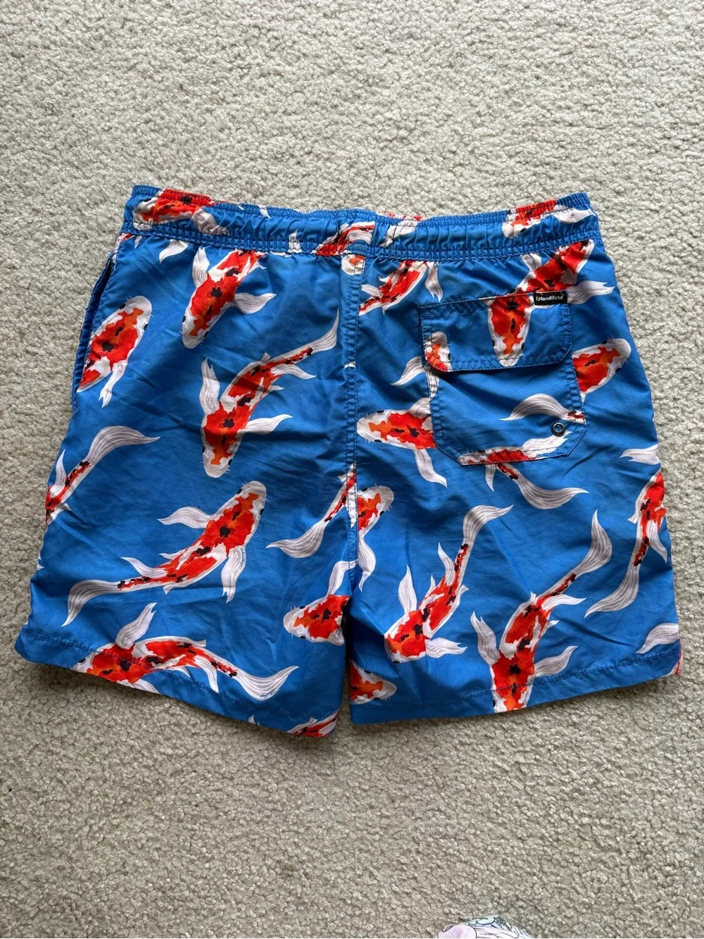 Island Haze Men's Medium Koi Fish Print Swim Trunks Board Shorts Blue M 5